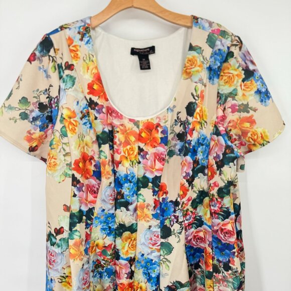 Signature By Robbie Bee Floral Print Short Sleeve sucba knit Dress 3X plus - Picture 6 of 9